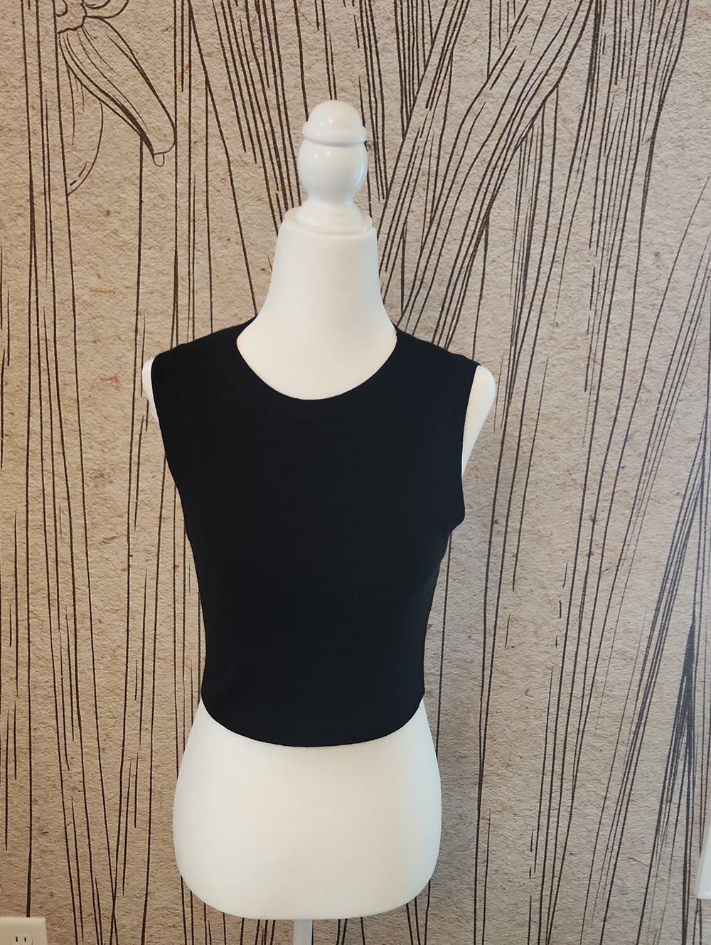 Zara Black Sleeveless Cropped Tank